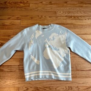 Rag & Bone blue and white atlas print crewneck sweater